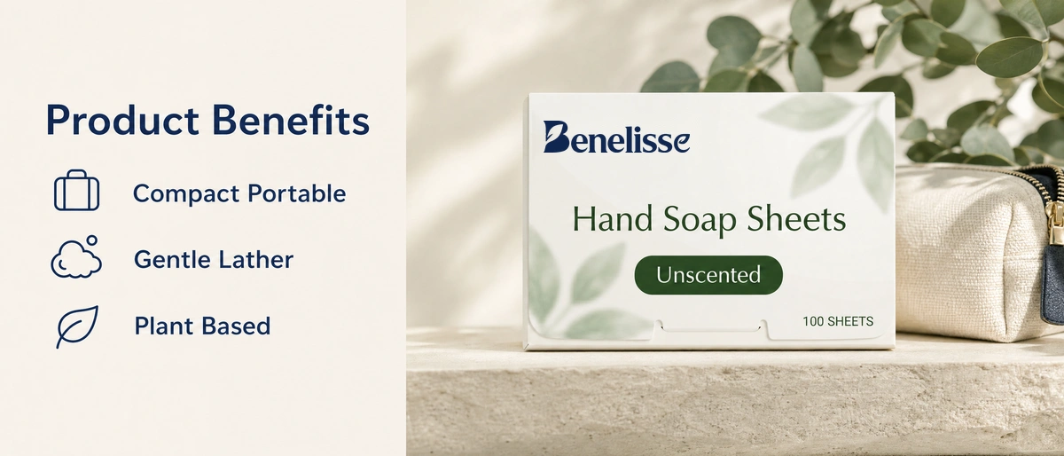 Hand Soap Sheets( Unscented ) Travel Size Product benefits