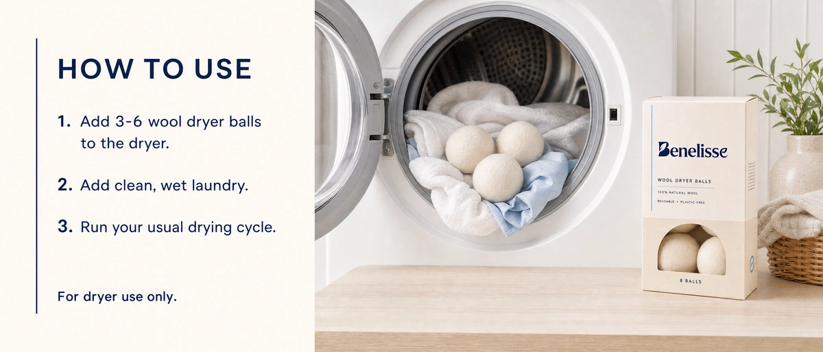 Wool dryer balls Usage instructions